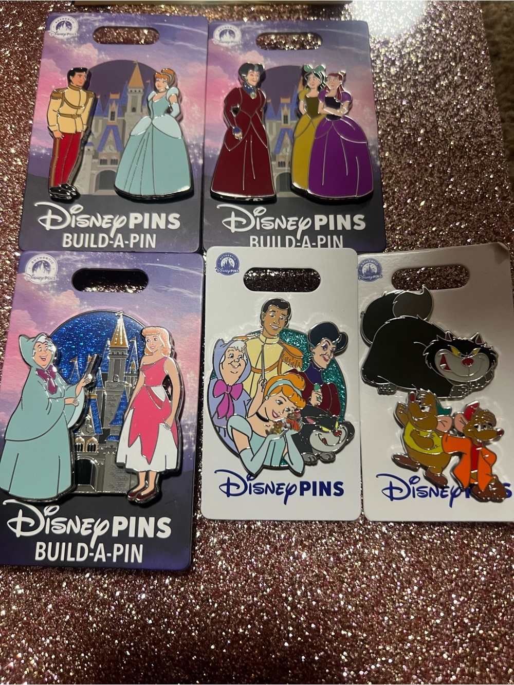 Limited Edition Disney Cinderella Build A Pin Set .